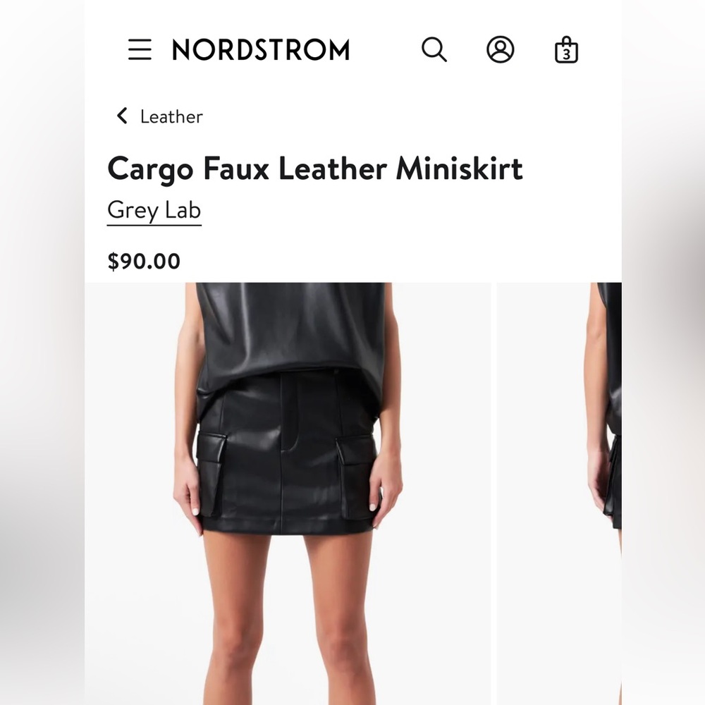 Grey Lab Black Faux Leather Cargo Mini Skirt *New/Never Worn*